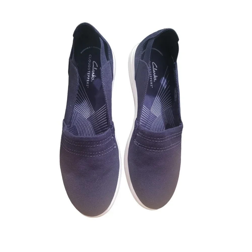 Clarks Cloudsteppers Shoes 9M Womens Blue Slip On Comfort Round Toe Cushion Soft